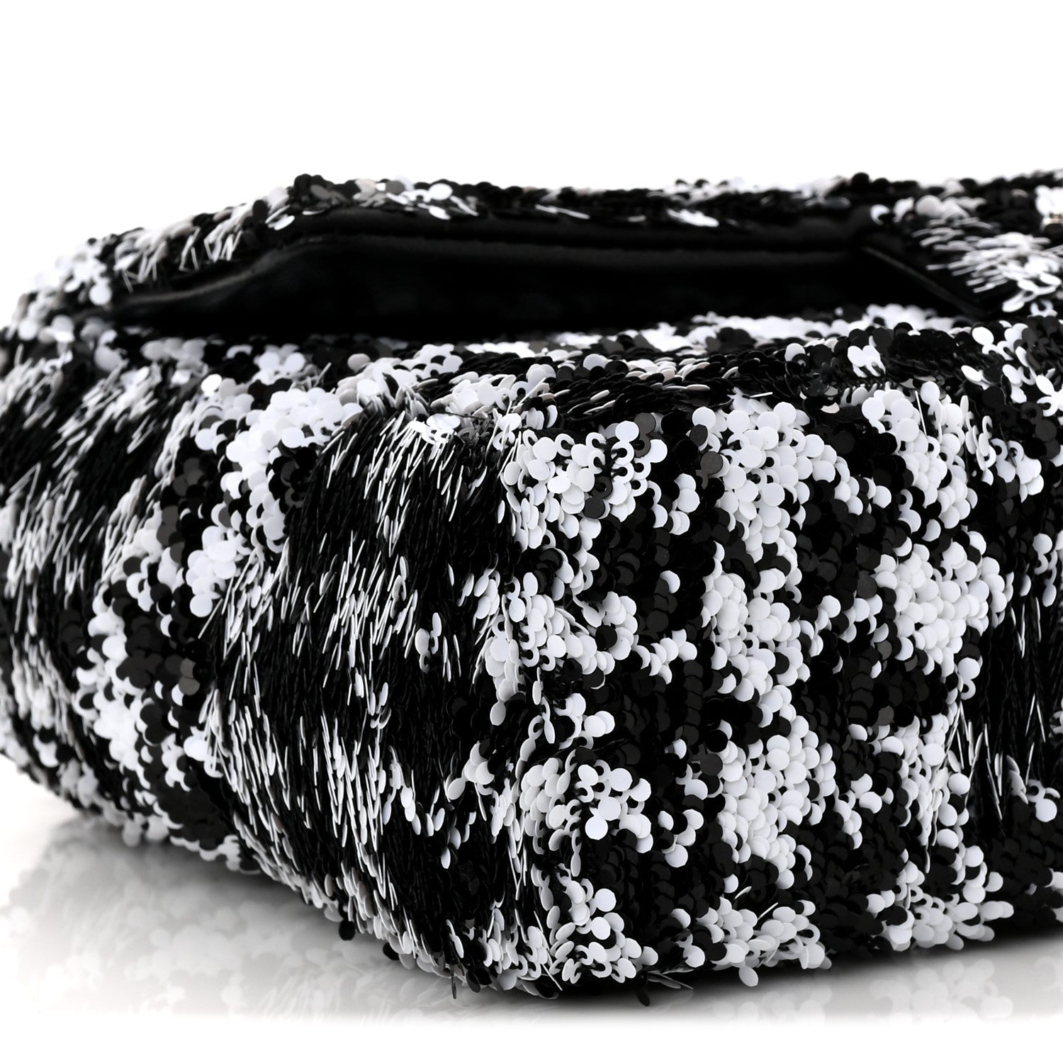 Chanel Sequin Houndstooth Small Flap Black White