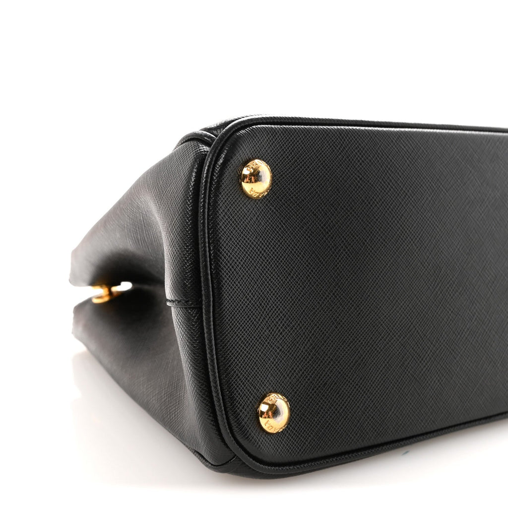 Prada Saffiano Small Galleria Double Zip Tote Black