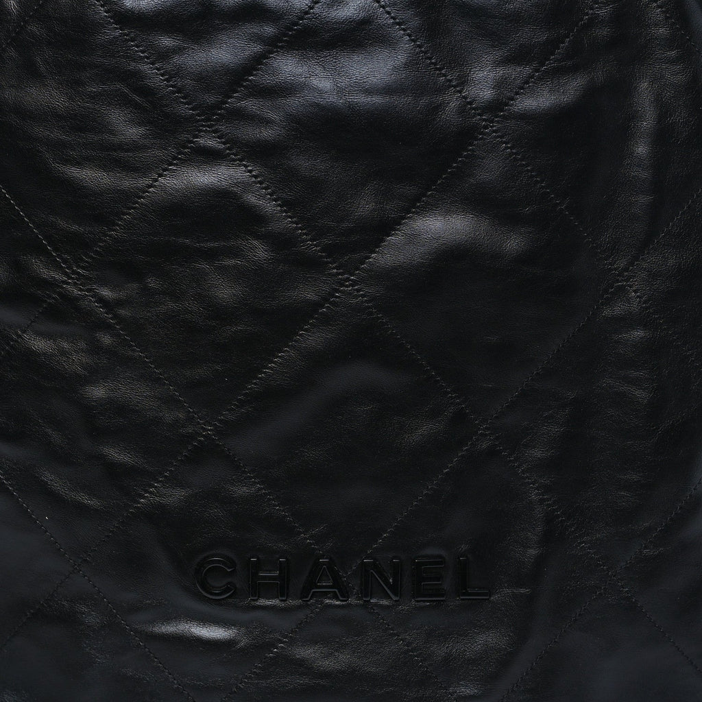 Chanel Shiny Calfskin Quilted Chanel 22 Backpack So Black