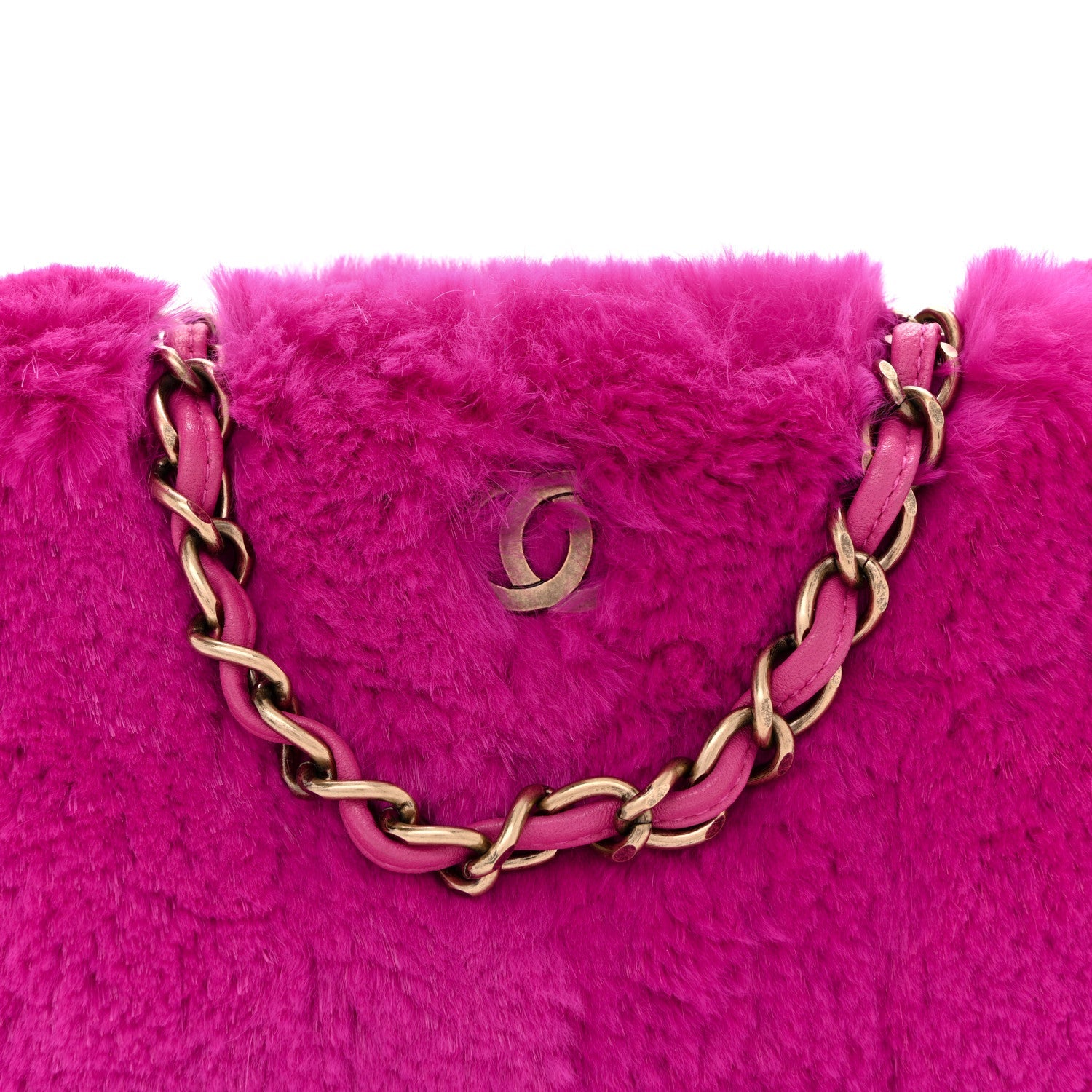 Chanel Rabbit Fur Shoulder Bag Fuchsia