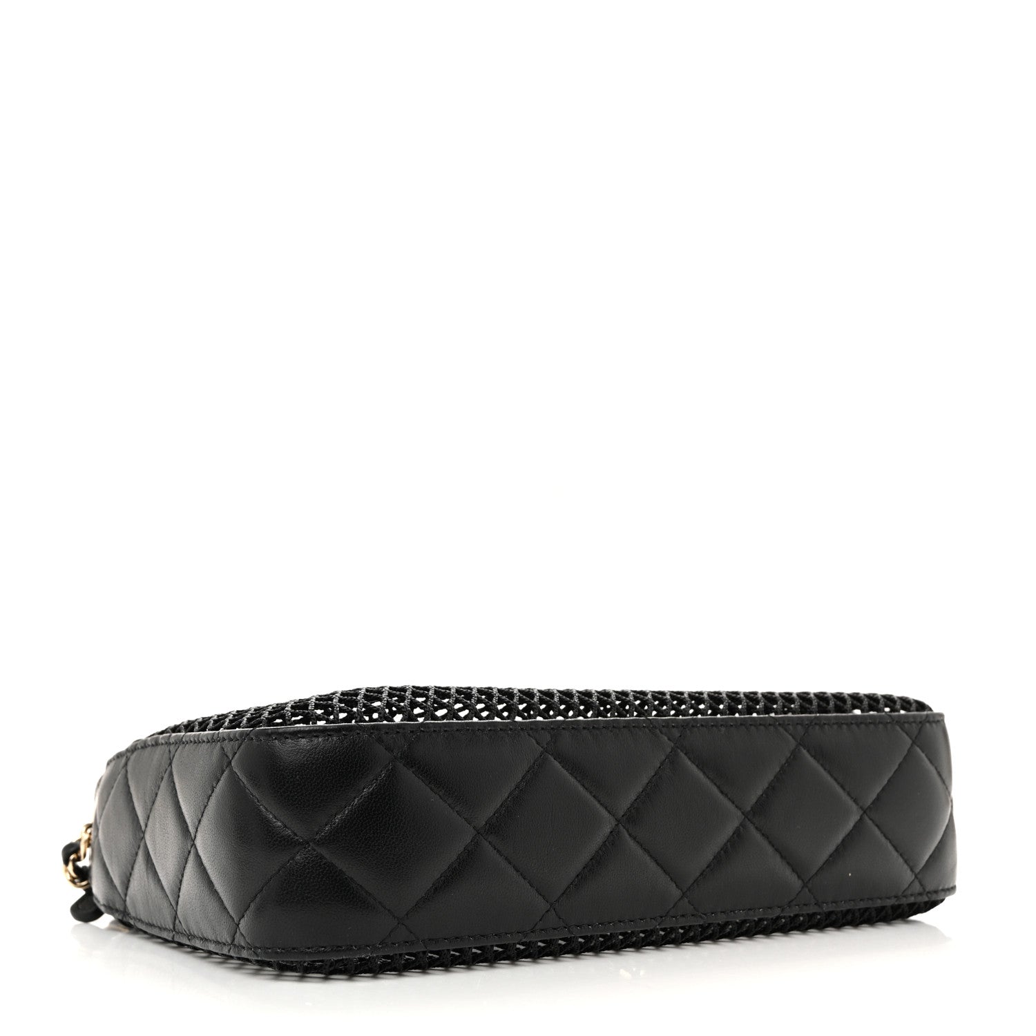 Chanel Mesh Shiny Lambskin Clutch With Chain Black