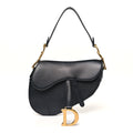 Christian Dior Grained Calfskin Saddle Bag Black