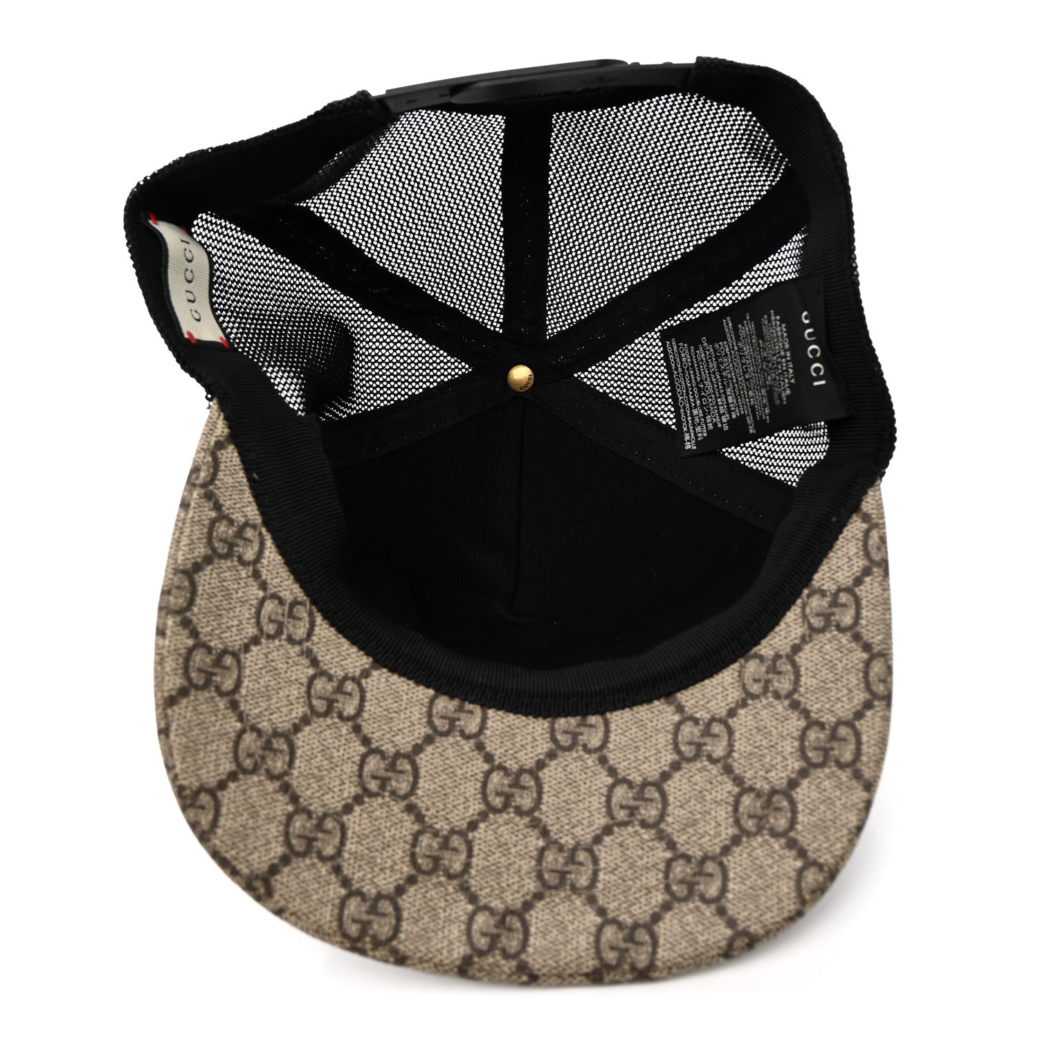 Gucci GG Supreme Monogram Bosco Patch Baseball Hat 57 Beige Green