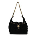 Chanel Suede Quilted Small Chanel 25 Handbag Black