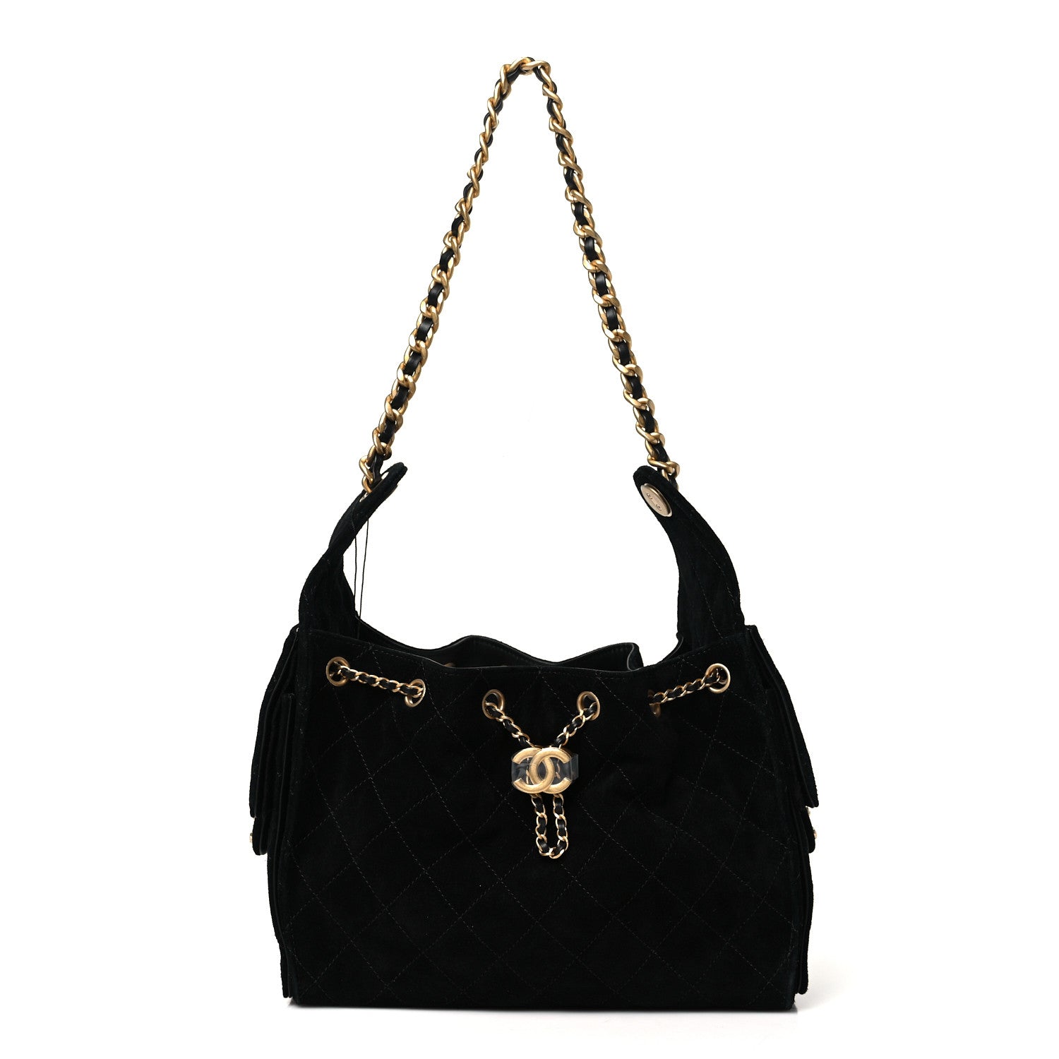 Chanel Suede Quilted Small Chanel 25 Handbag Black