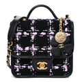 Chanel Tweed Calfskin School Memory Mini Top Handle Flap Black Pink White