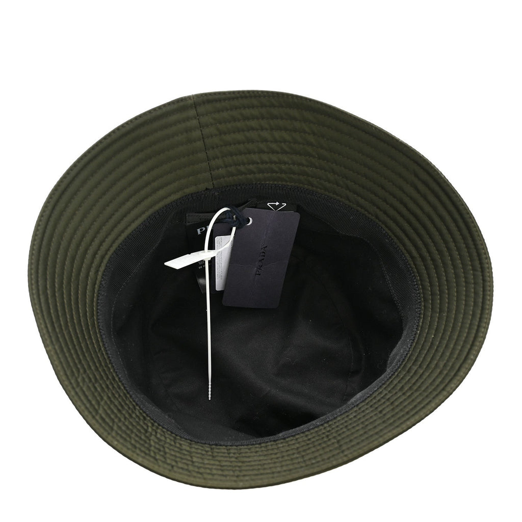 Prada Re-Nylon Metal Triangle Logo Mens Bucket Hat S Tundra