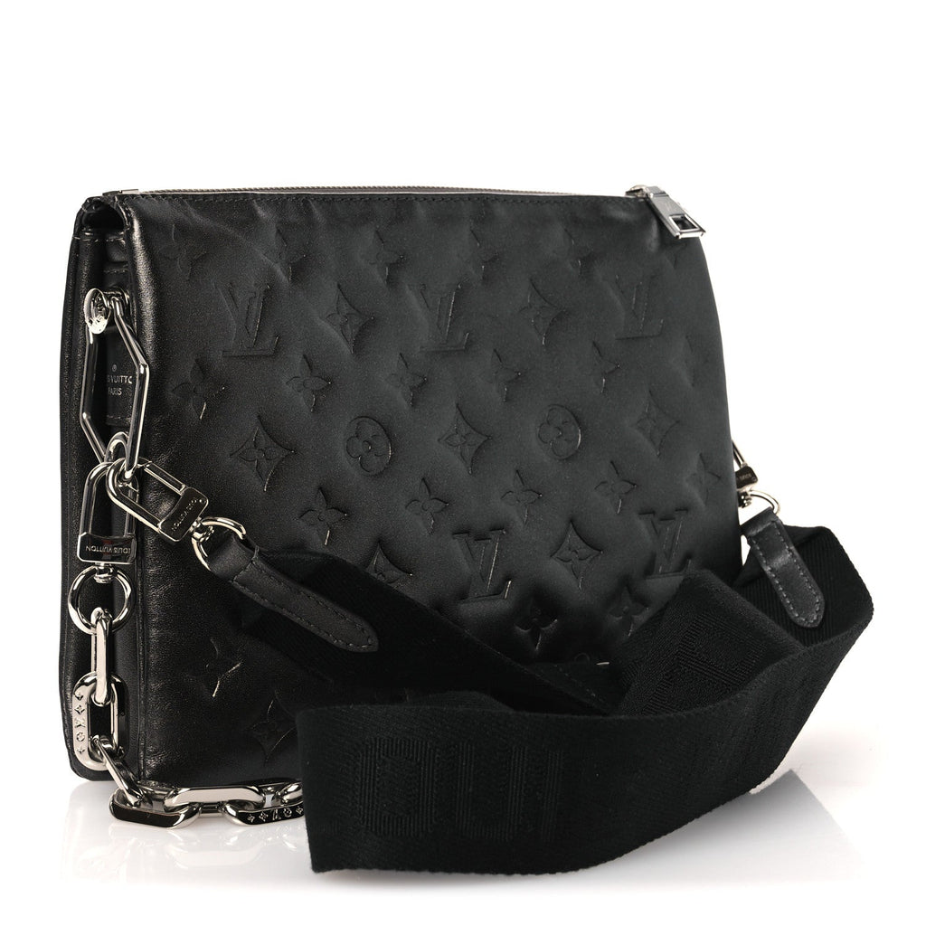Louis Vuitton Lambskin Embossed Monogram Coussin PM Anthracite
