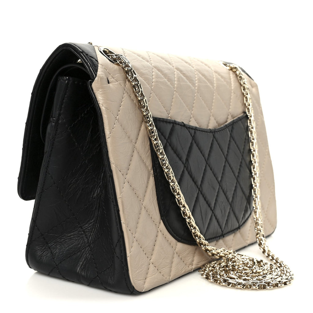 Chanel Aged Calfskin Quilted 2.55 Reissue 226 Flap Beige Black