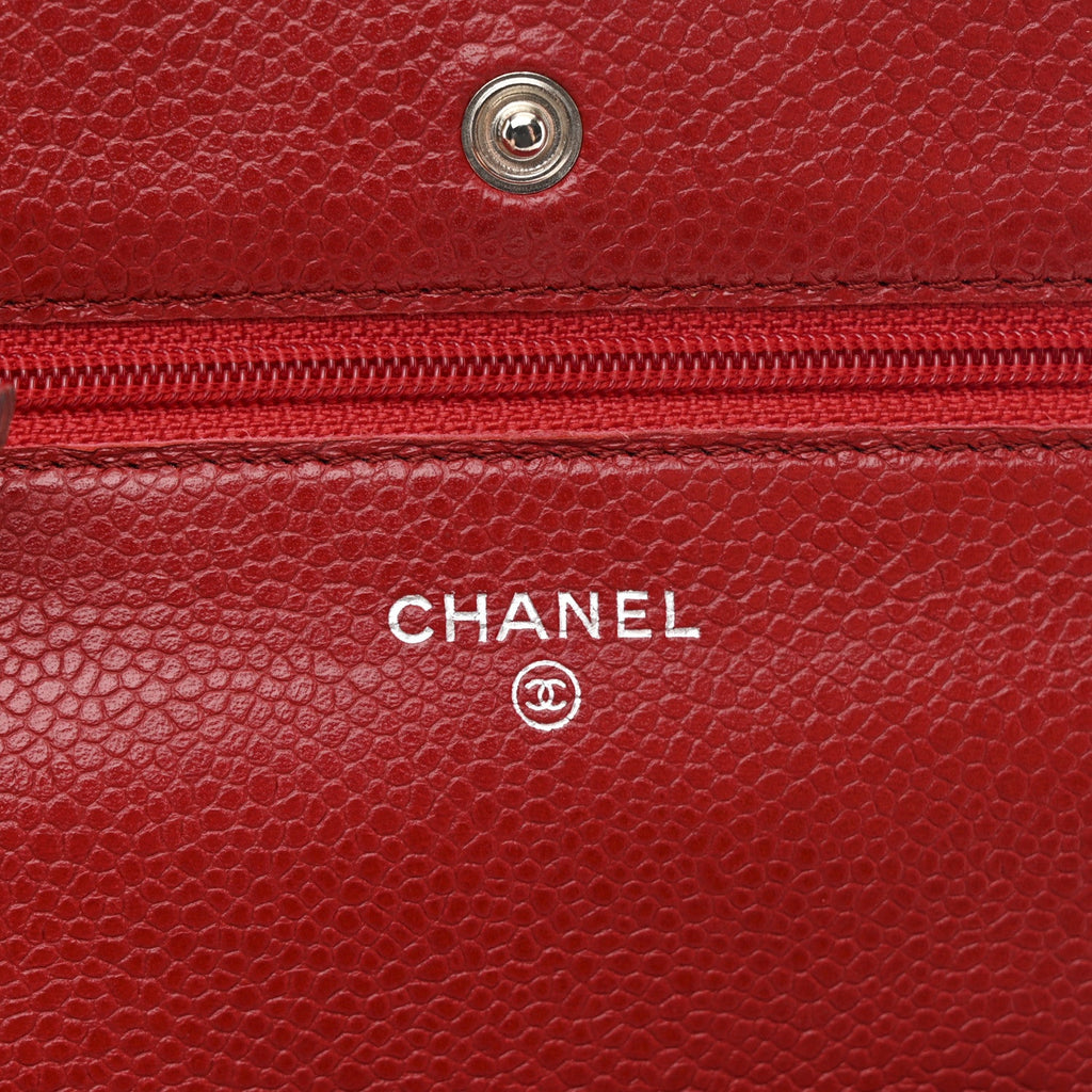 Chanel Caviar Quilted Wallet on Chain WOC Red