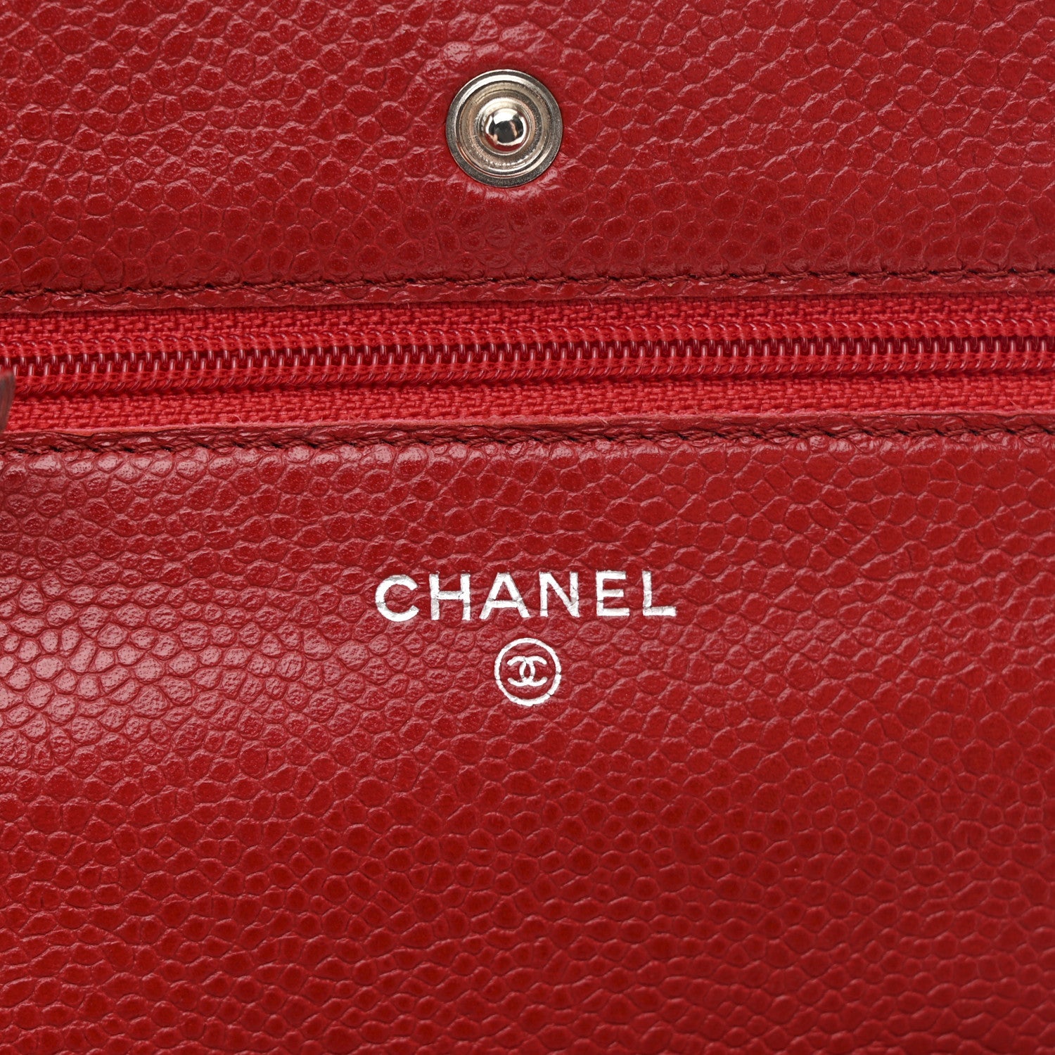 Chanel Caviar Quilted Wallet on Chain WOC Red