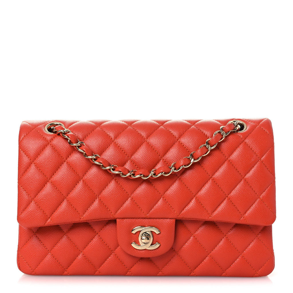 Chanel Caviar Quilted Medium Double Flap Light Red