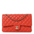 Chanel Caviar Quilted Medium Double Flap Light Red