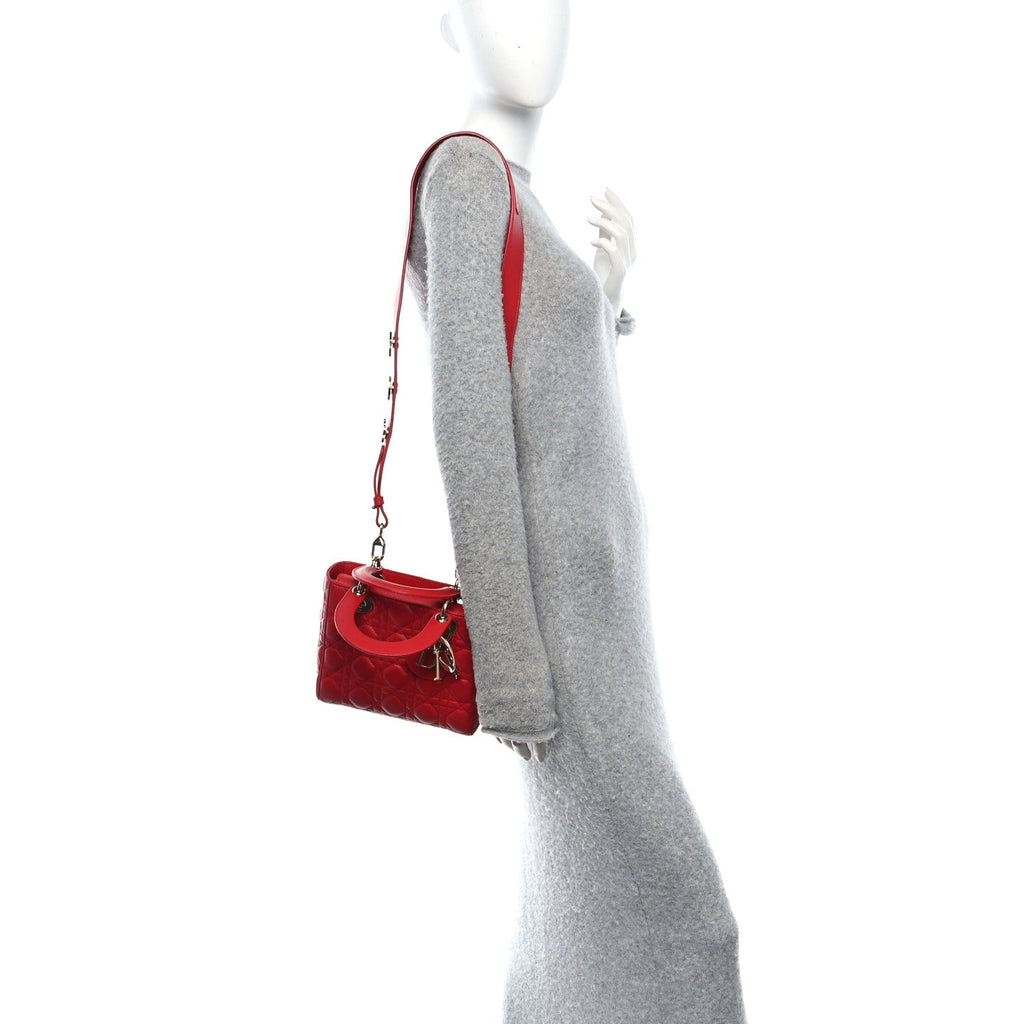 Christian Dior Lambskin Cannage Small Lucky Badges Lady Dior Red