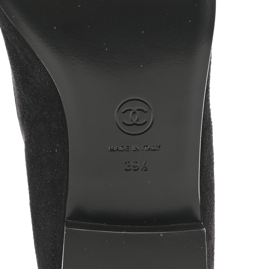 Chanel Suede Kidskin Lambskin Patent Calfskin Cap Toe CC Mary Jane Flats 39.5 Black