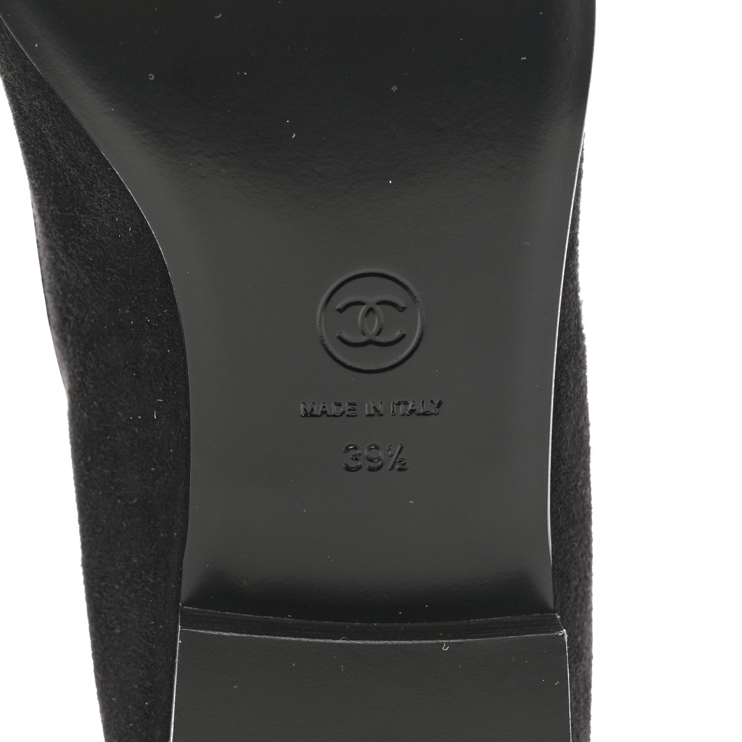 Chanel Suede Kidskin Lambskin Patent Calfskin Cap Toe CC Mary Jane Flats 39.5 Black