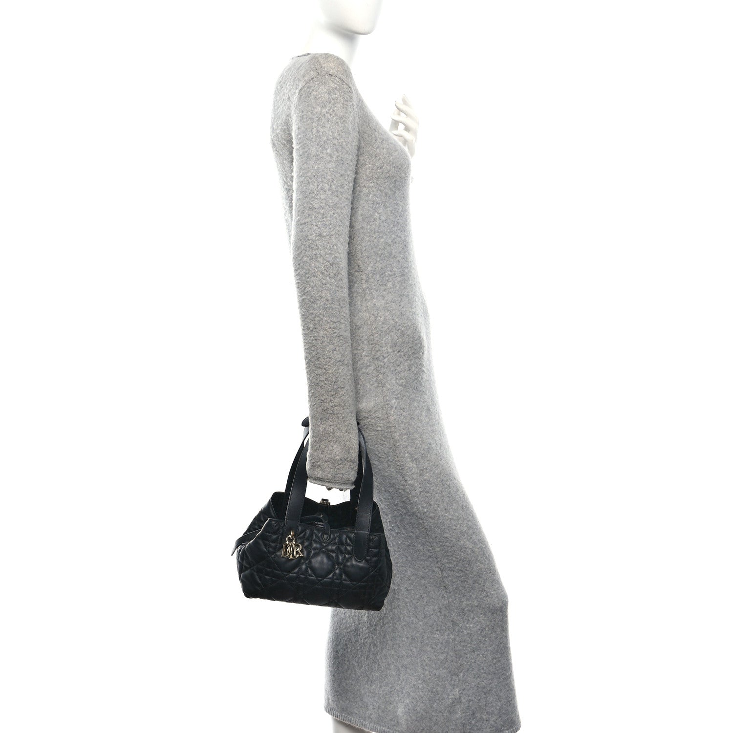 Christian Dior Calfskin Macrocannage Small Toujours Black