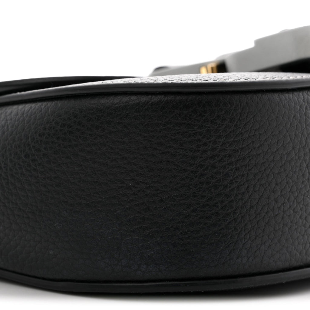 Christian Dior Grained Calfskin Saddle Messenger Bag With Strap Black