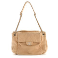 Chanel Lambskin Stitched Accordion Flap Tote Beige