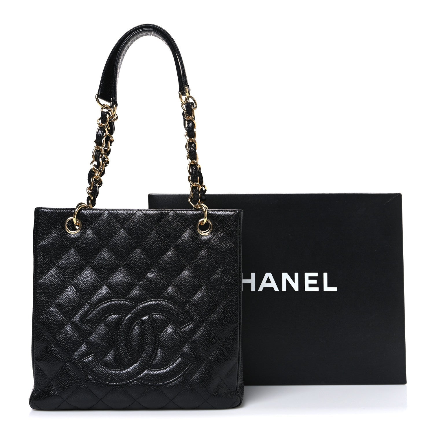 Chanel Caviar Quilted Petit Shopping Tote PST Black