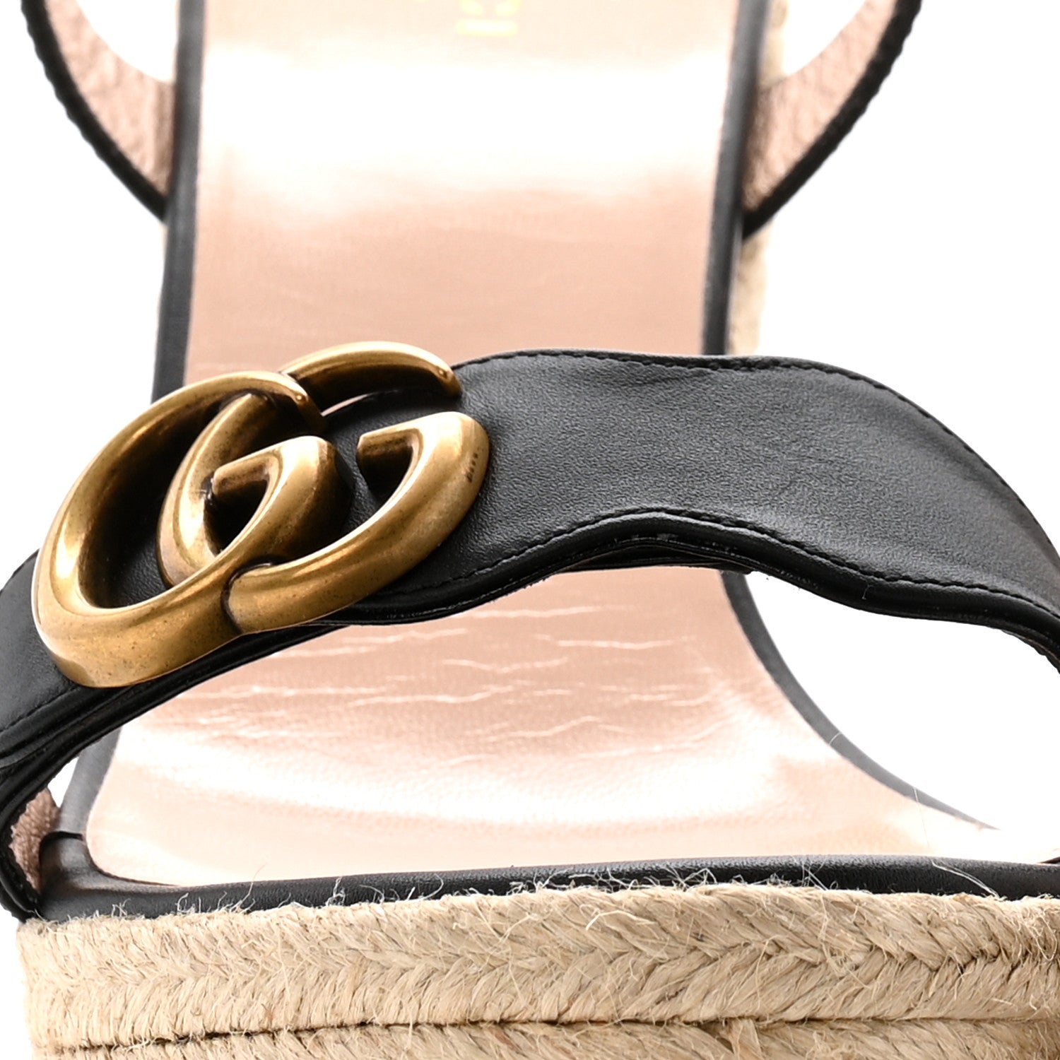 Gucci Nappa Matelasse GG Marmont Slingback Platform 45/130mm Espadrille Wedges 40 Black