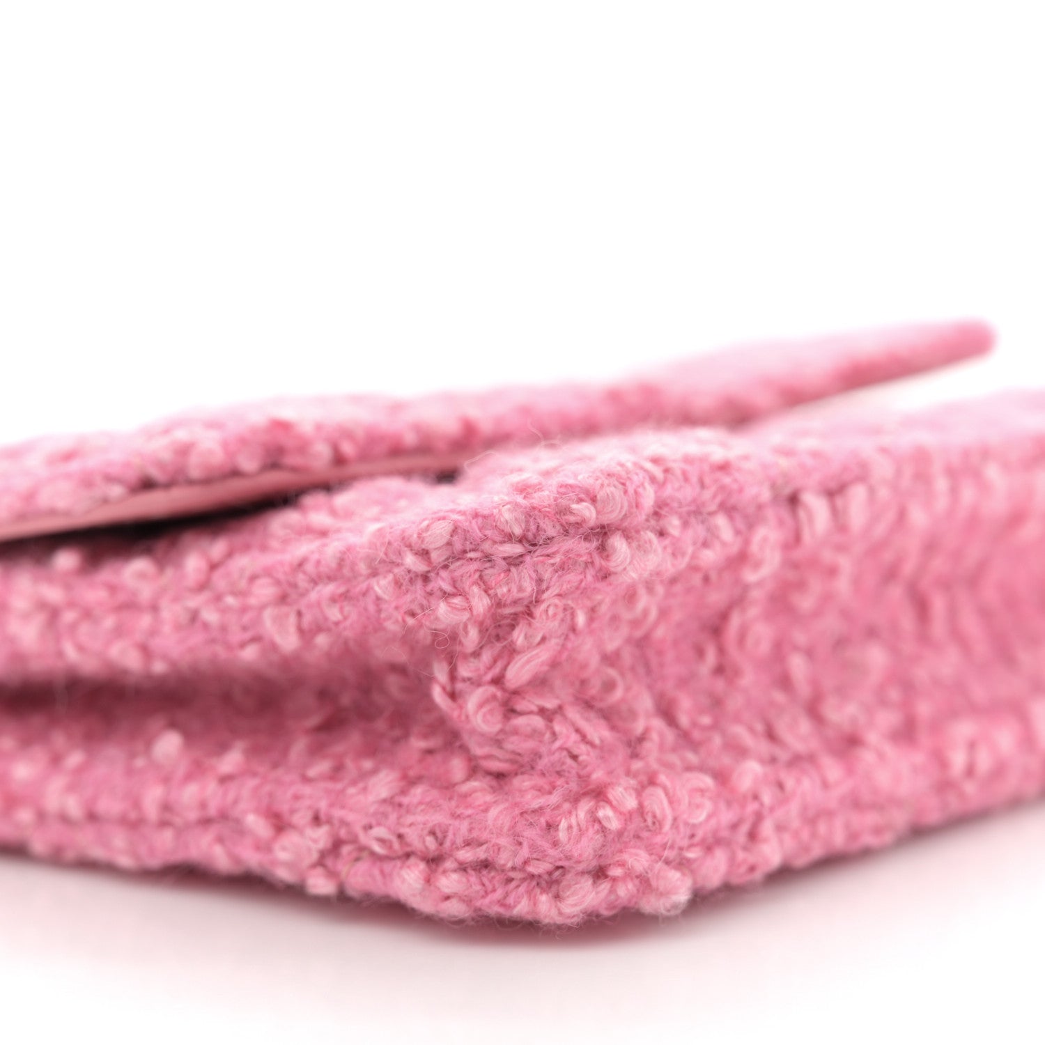 Chanel Tweed Quilted Flap Chain Waist Bag Pink