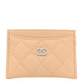 Caviar Quilted Card Holder Beige