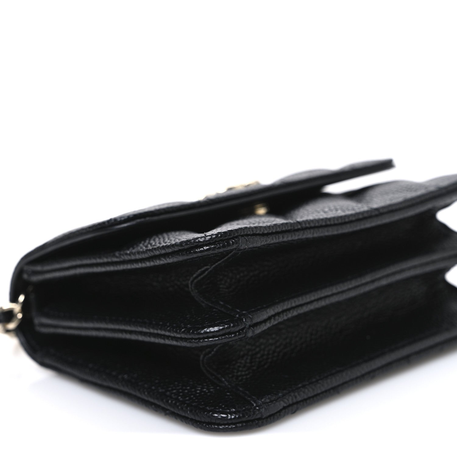 Chanel Caviar Quilted Mini Ribbon Wallet On Chain WOC Black