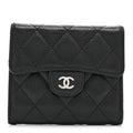 Caviar Quilted Compact Flap Wallet Black