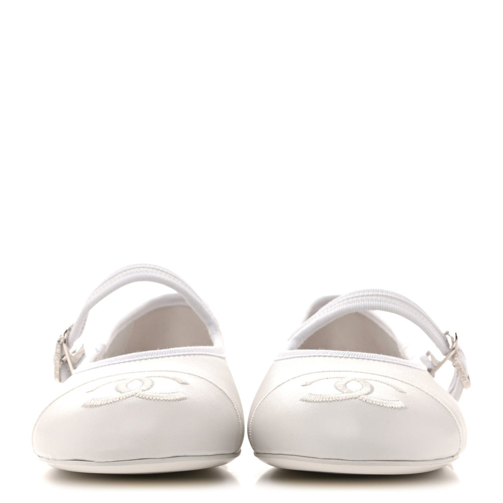 Lambskin Mary Jane Flats 40 White