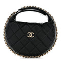 Chanel Lambskin Quilted Chain Around Pouch Black