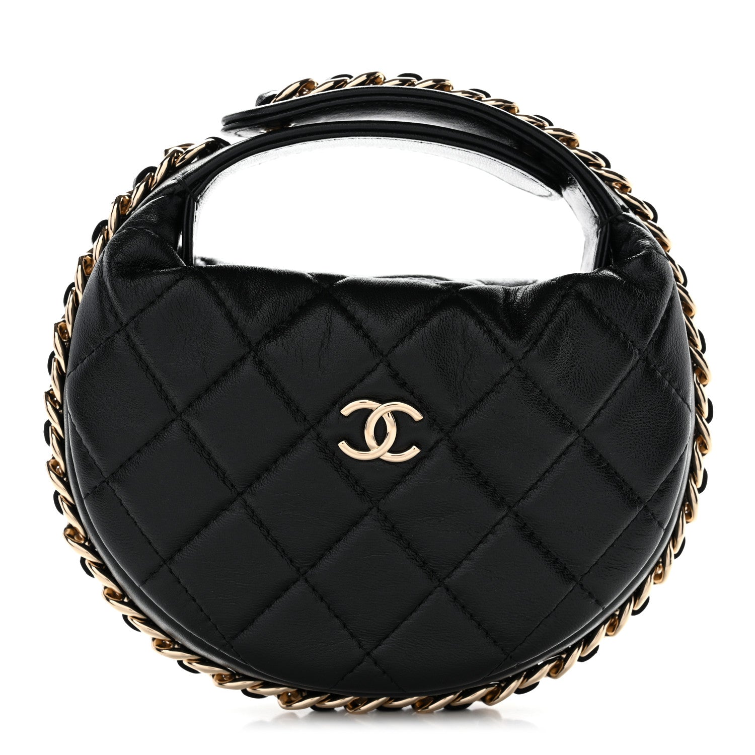 Chanel Lambskin Quilted Chain Around Pouch Black