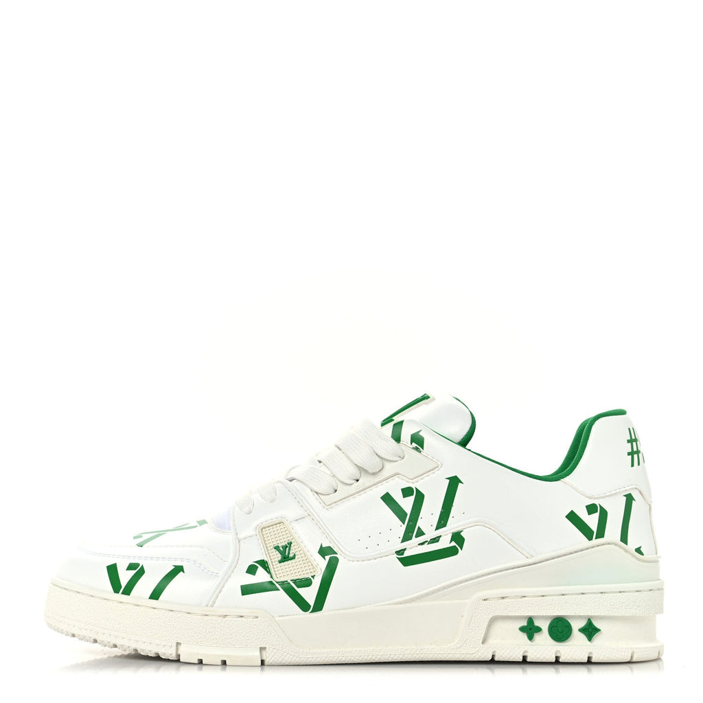 Louis Vuitton Mens LV Trainer Upcycling Sneakers 9 White Green