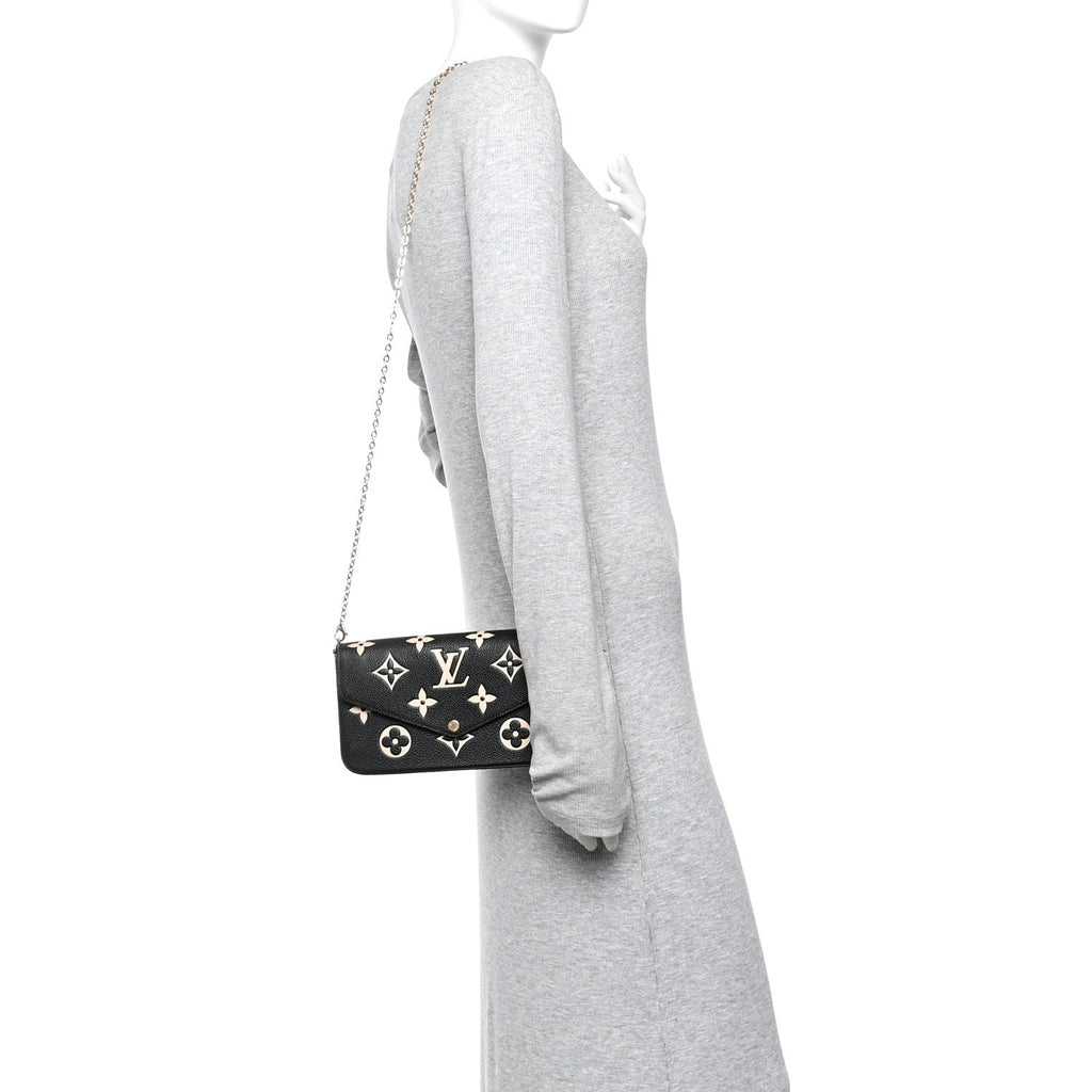 Louis Vuitton Empreinte Monogram Giant Felicie Pochette Black Beige