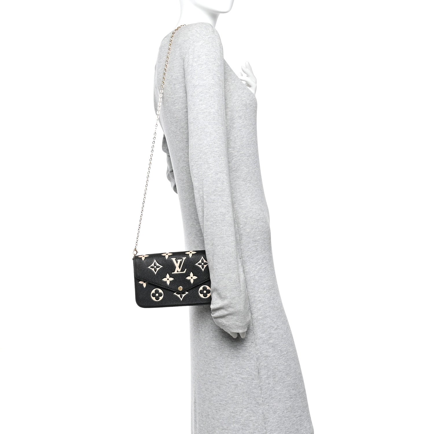 Louis Vuitton Empreinte Monogram Giant Felicie Pochette Black Beige