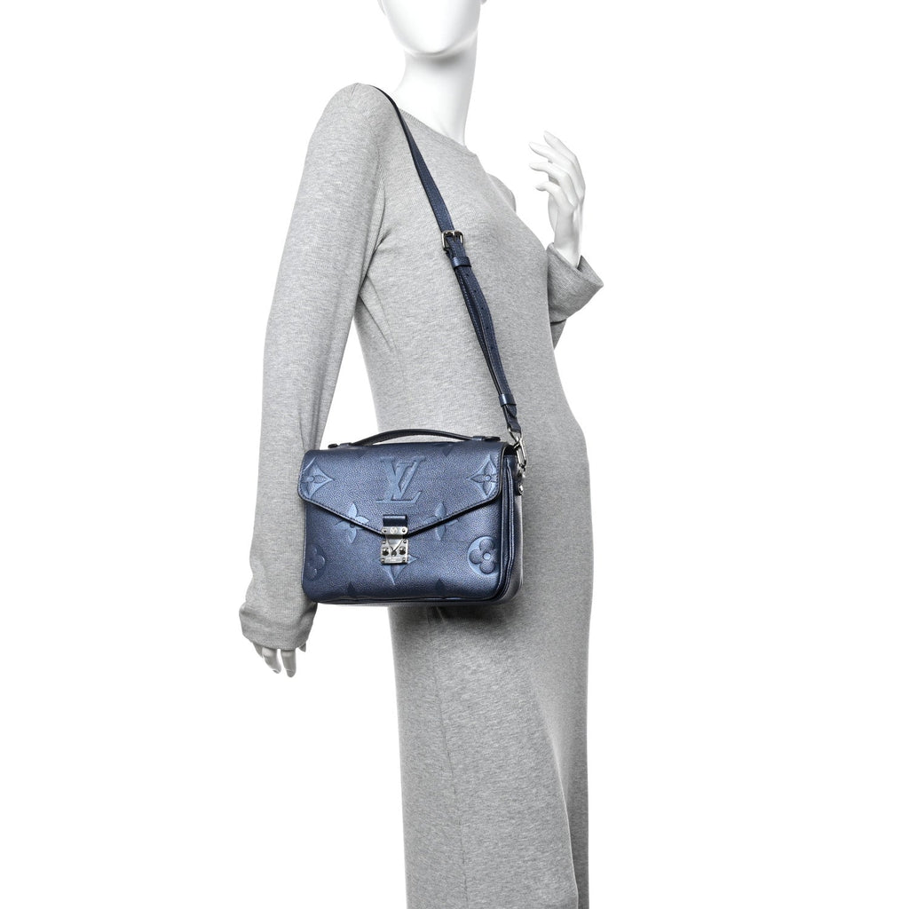 Louis Vuitton Metallic Empreinte Monogram Giant Pochette Metis Navy Nacre