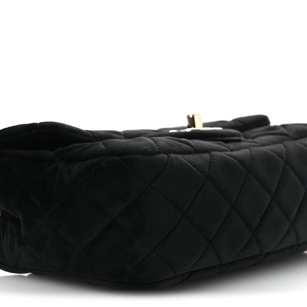 Chanel Velvet Quilted Mini Rectangular Pearl Crush Flap Black