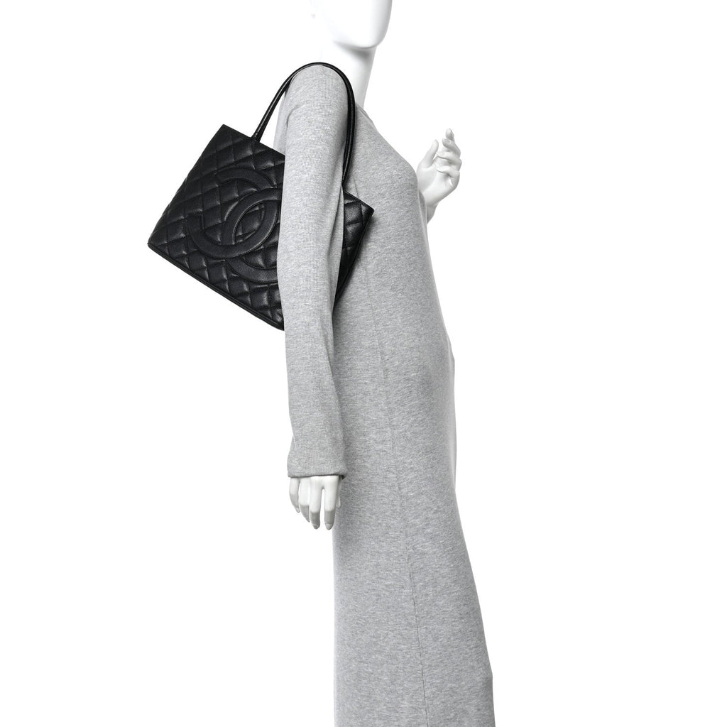 Chanel Caviar Quilted Medallion Tote Black