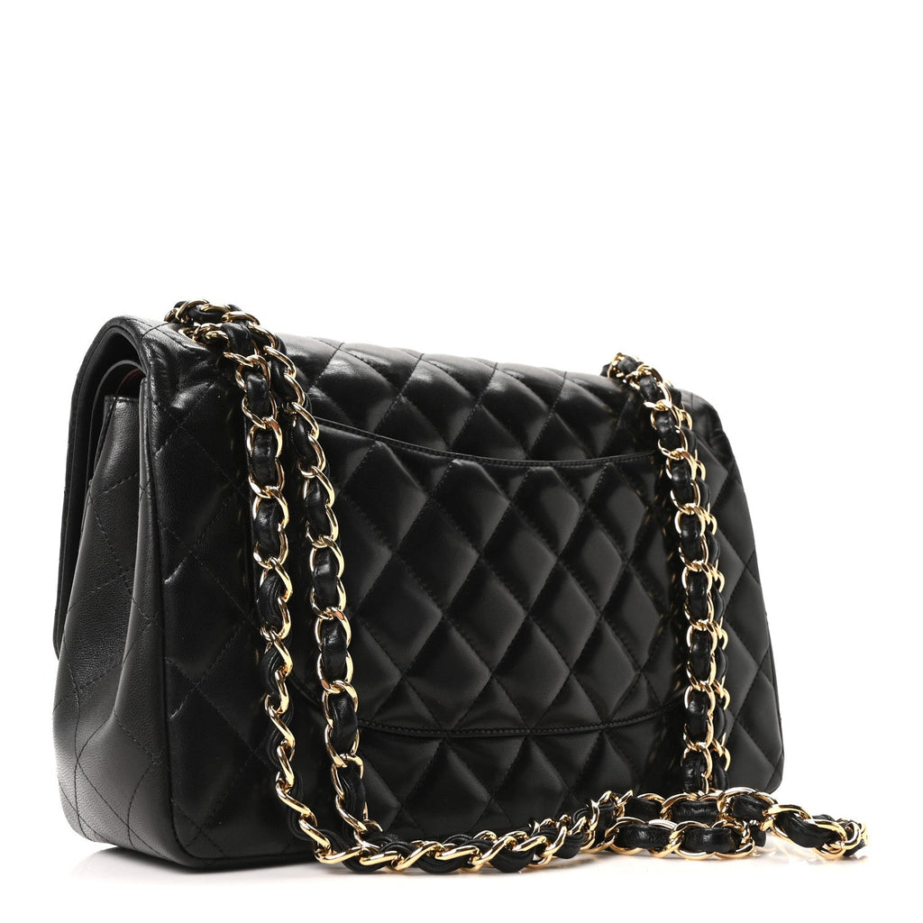Chanel Lambskin Quilted Jumbo Double Flap Black