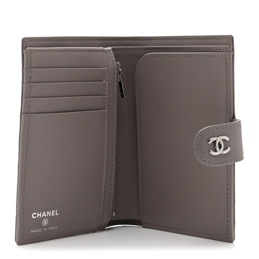 Caviar Quilted Passport Holder Grey