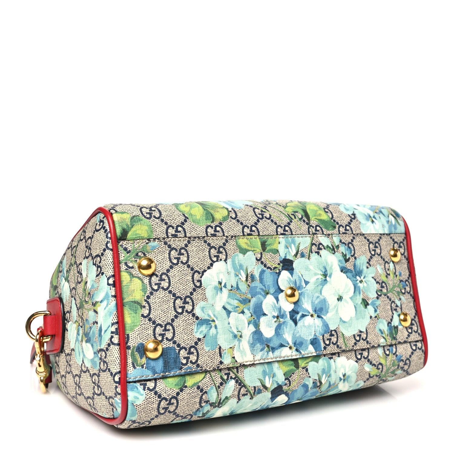 Gucci GG Supreme Monogram Blooms Small Boston Beige Blue Navy Hibiscus Red