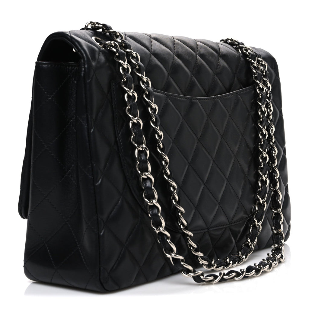 Chanel Lambskin Quilted Maxi Single Flap Black