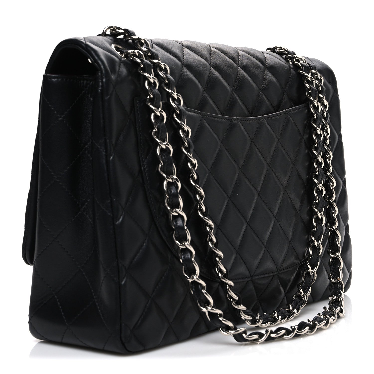 Chanel Lambskin Quilted Maxi Single Flap Black