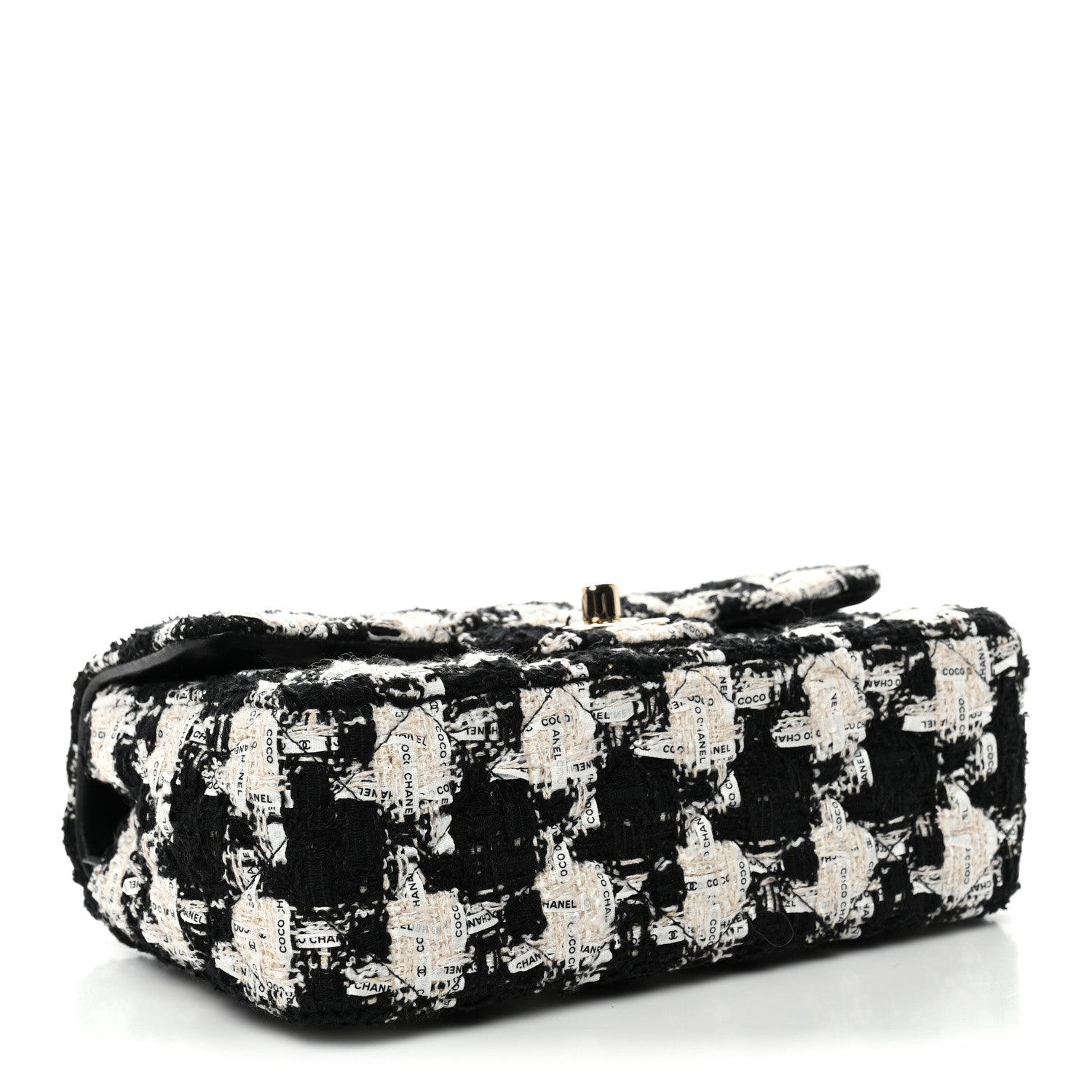 Chanel Tweed Quilted Mini Rectangular Flap Black Ecru White