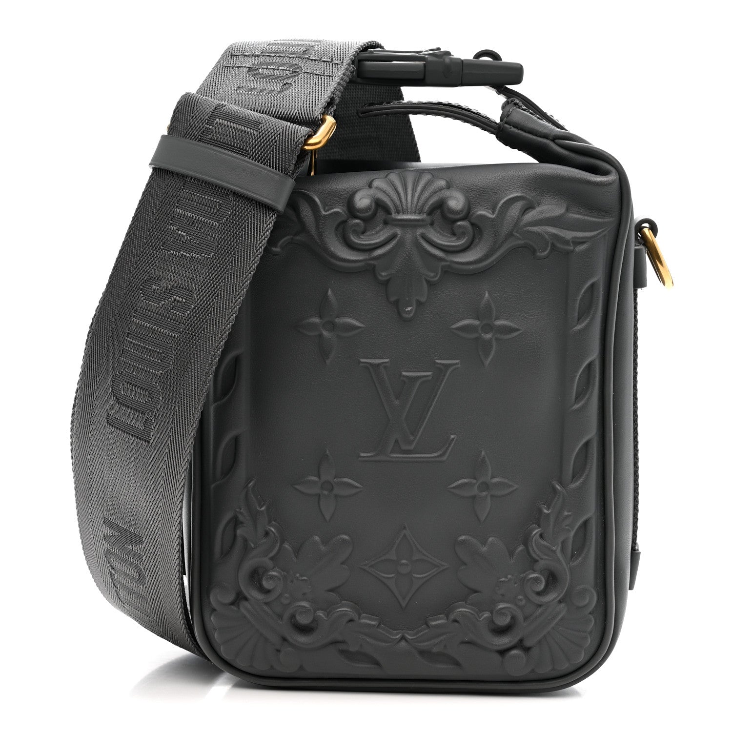 Louis Vuitton Calfskin Monogram Embossed Cruiser Messenger Dark Shadow Gray