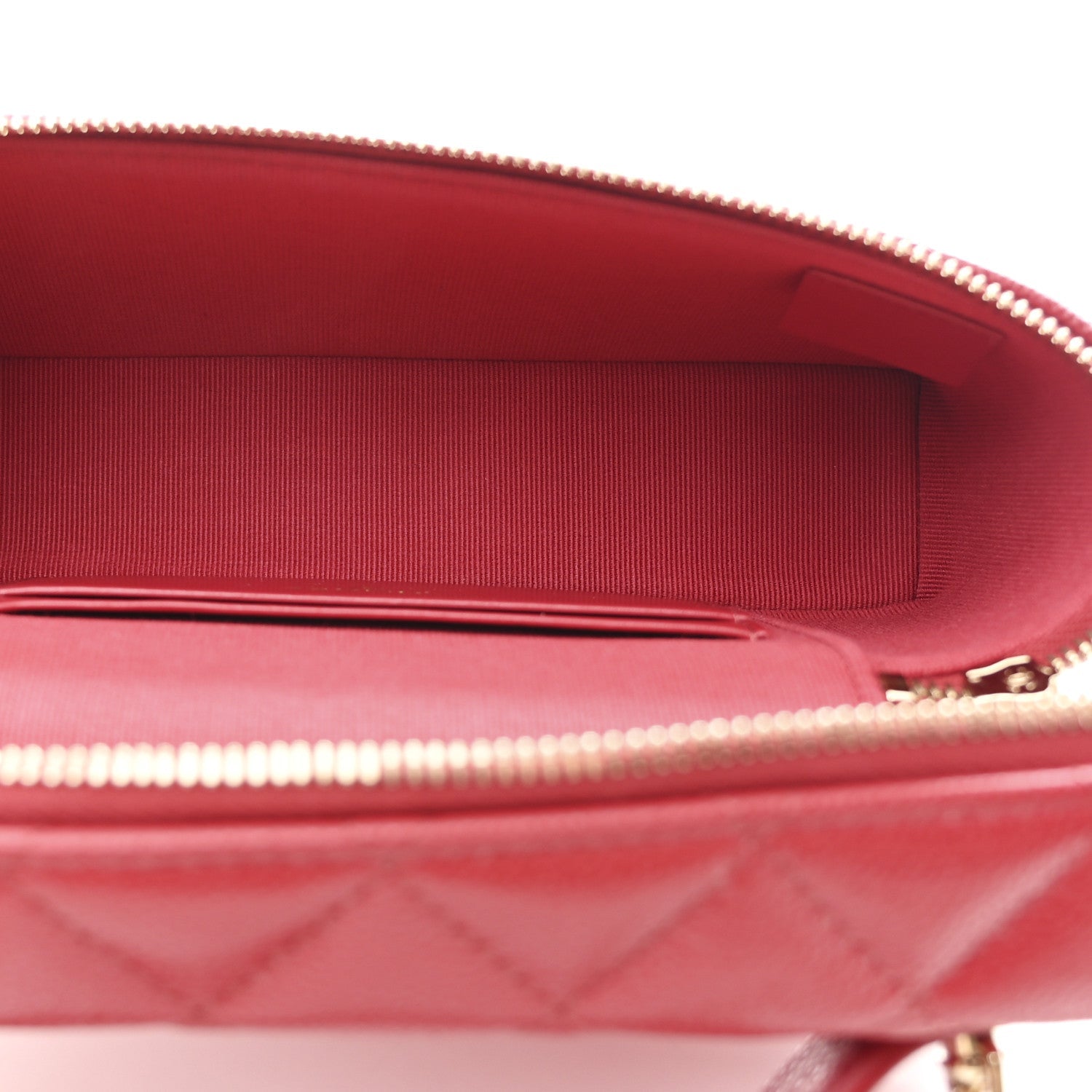 Chanel Caviar Quilted Top Handle Slim Vanity With Chain Red