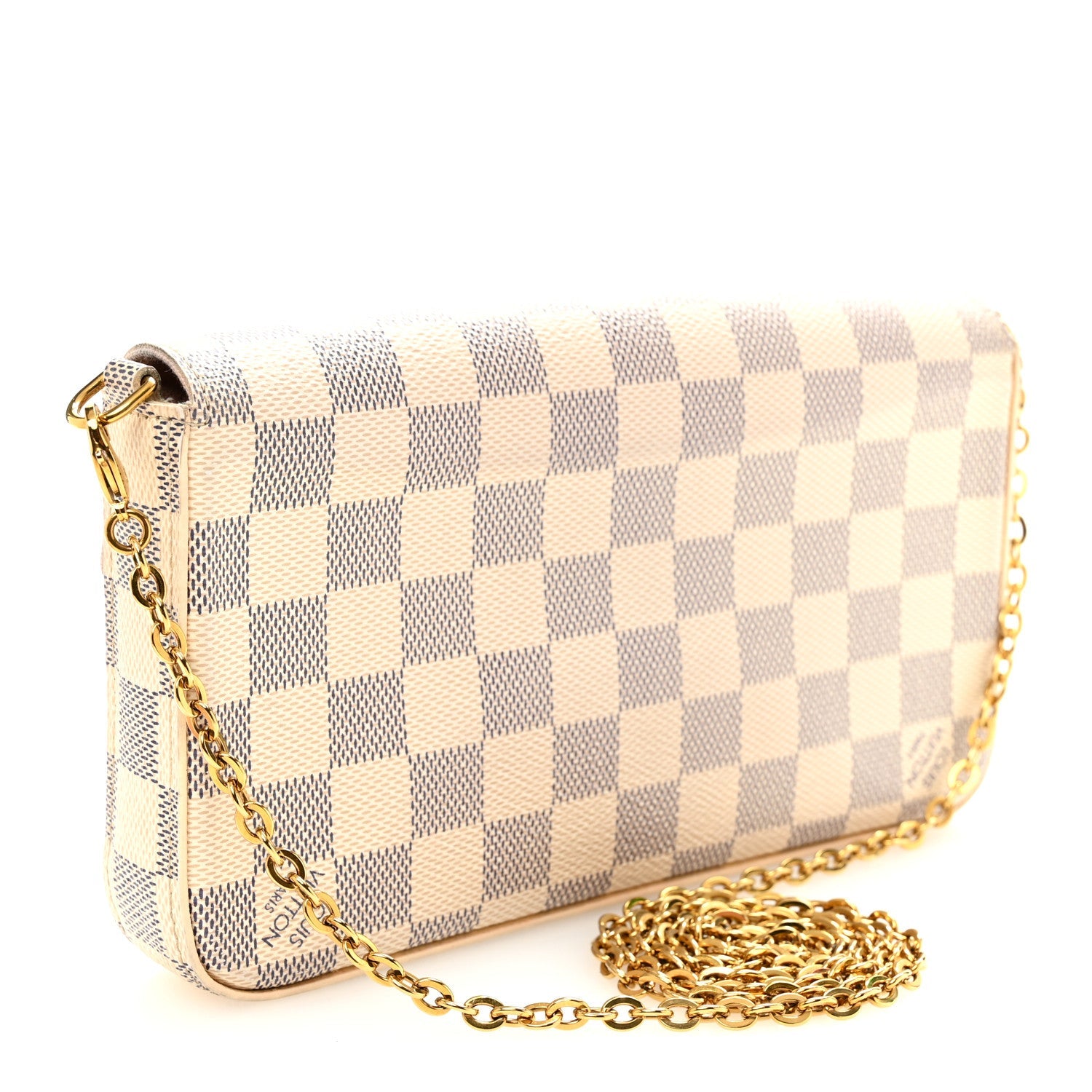 Louis Vuitton Damier Azur Pochette Felicie Chain Wallet Rose Ballerine