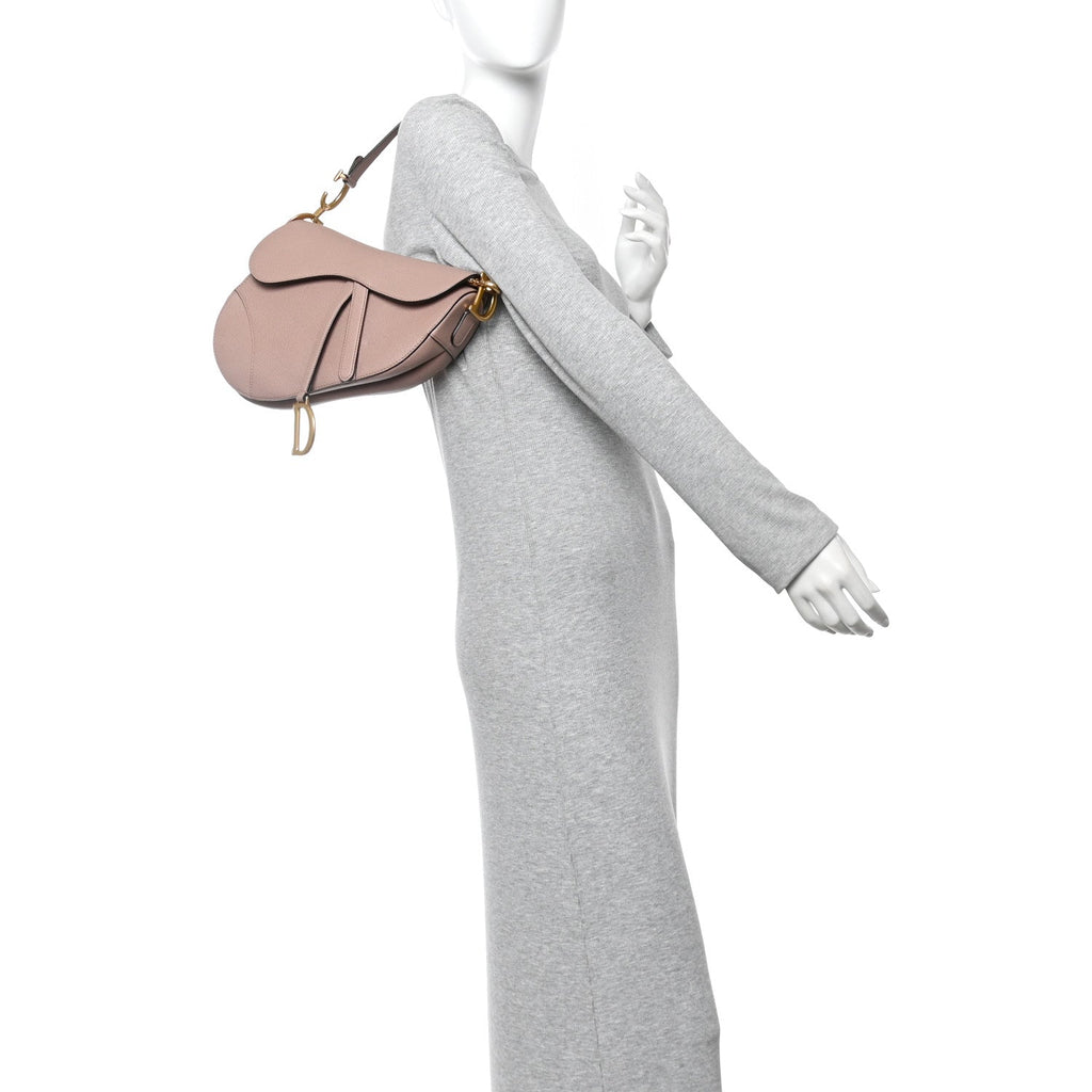 Christian Dior Grained Calfskin Saddle Bag With Strap Blush