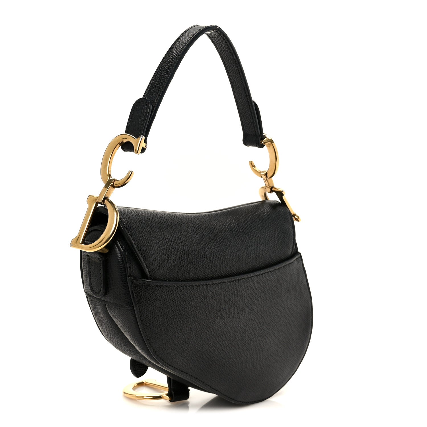 Christian Dior Grained Calfskin Mini Saddle Bag Black