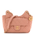 Chanel Caviar Quilted Small Wavy CC Hobo Coral